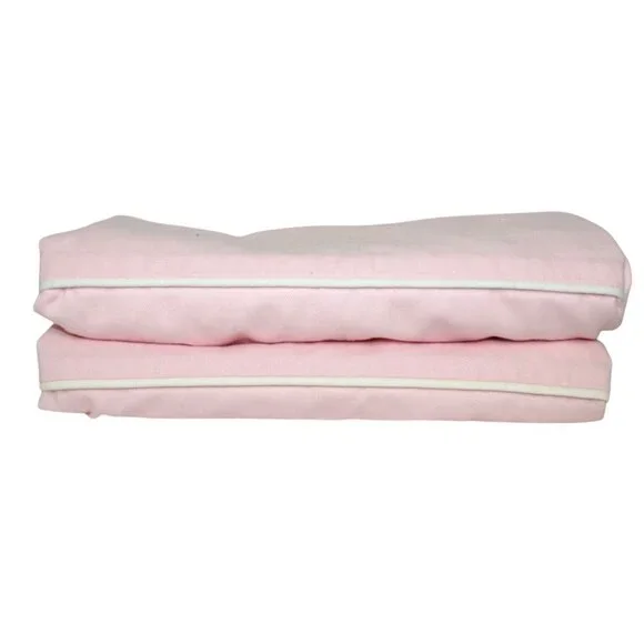 Pottery Barn Kids Girls Nursery 2 Pink Cotton Lined Valances 18x44 White Piping - Picture 2 of 8